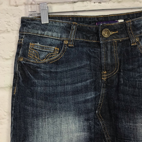 Vigoss Rhinestone Bling Studded Denim Mini Skirt - Picture 3 of 6